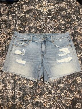 American Eagle Outfitters Light Blue Distressed Denim Jean Shorts